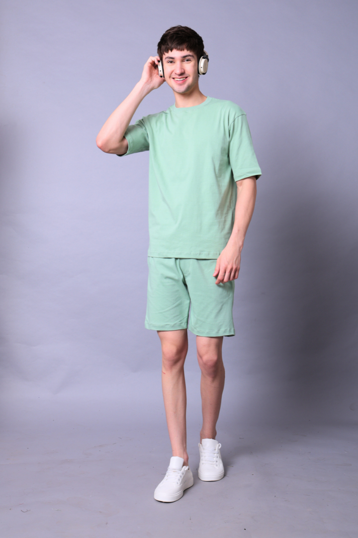 Pastel Green Unisex Co-Ord Set With Shorts