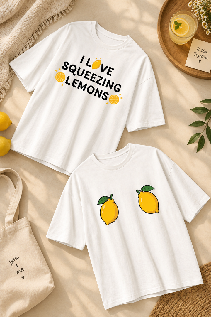 Lemon Couple Oversized Tees — Pack of 2