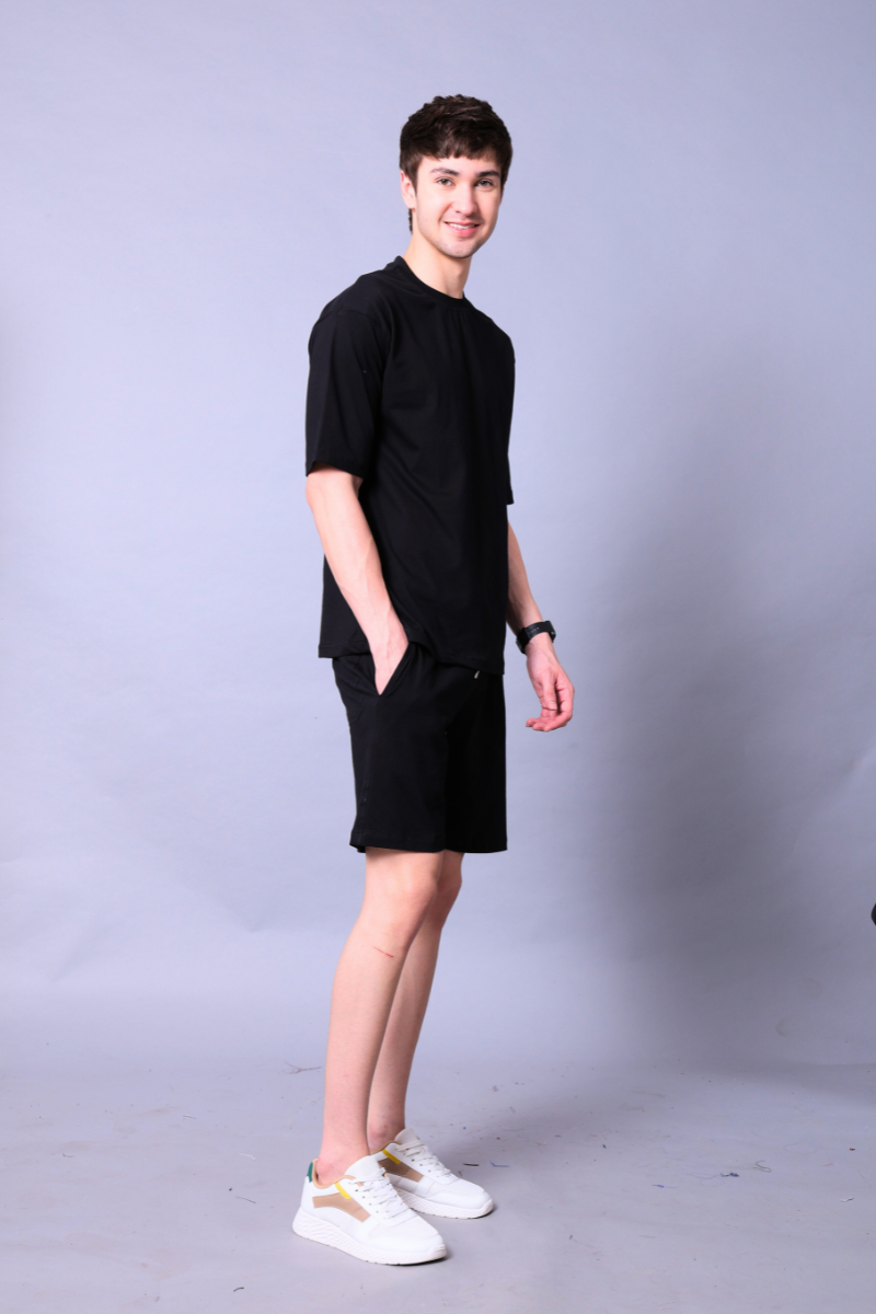 Black Unisex Co-Ord Set With Shorts