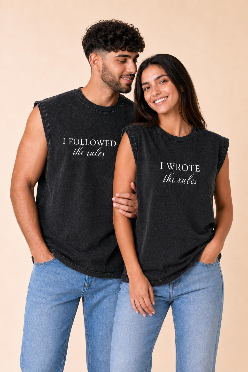 I wrote the rules Acid Wash Black Vest - Pack of 2