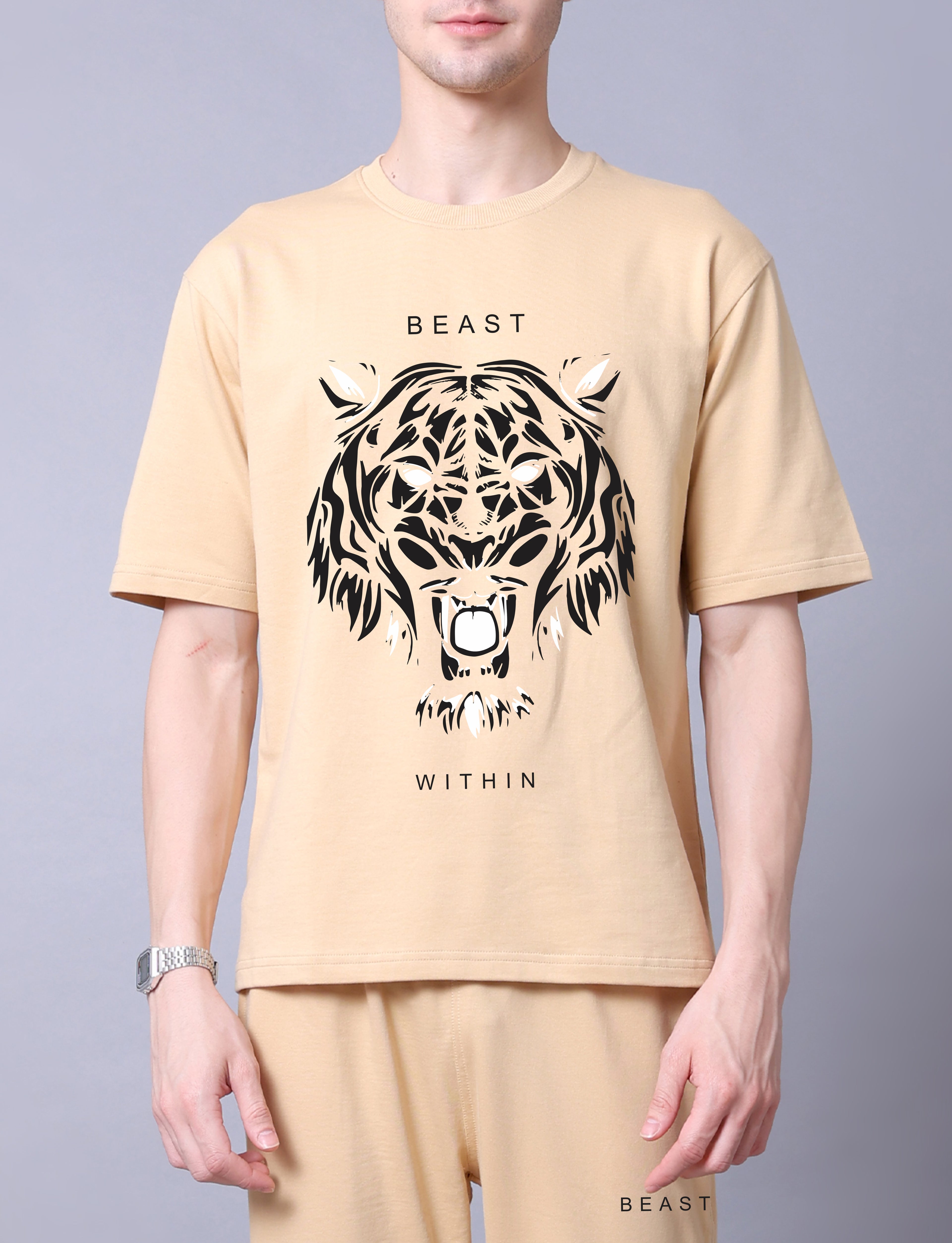 Bold Tiger Men Co-Ord Set - Oversized Tee With Jogger