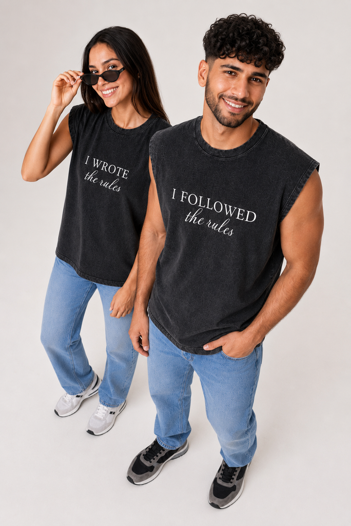 I wrote the rules Acid Wash Black Vest - Pack of 2