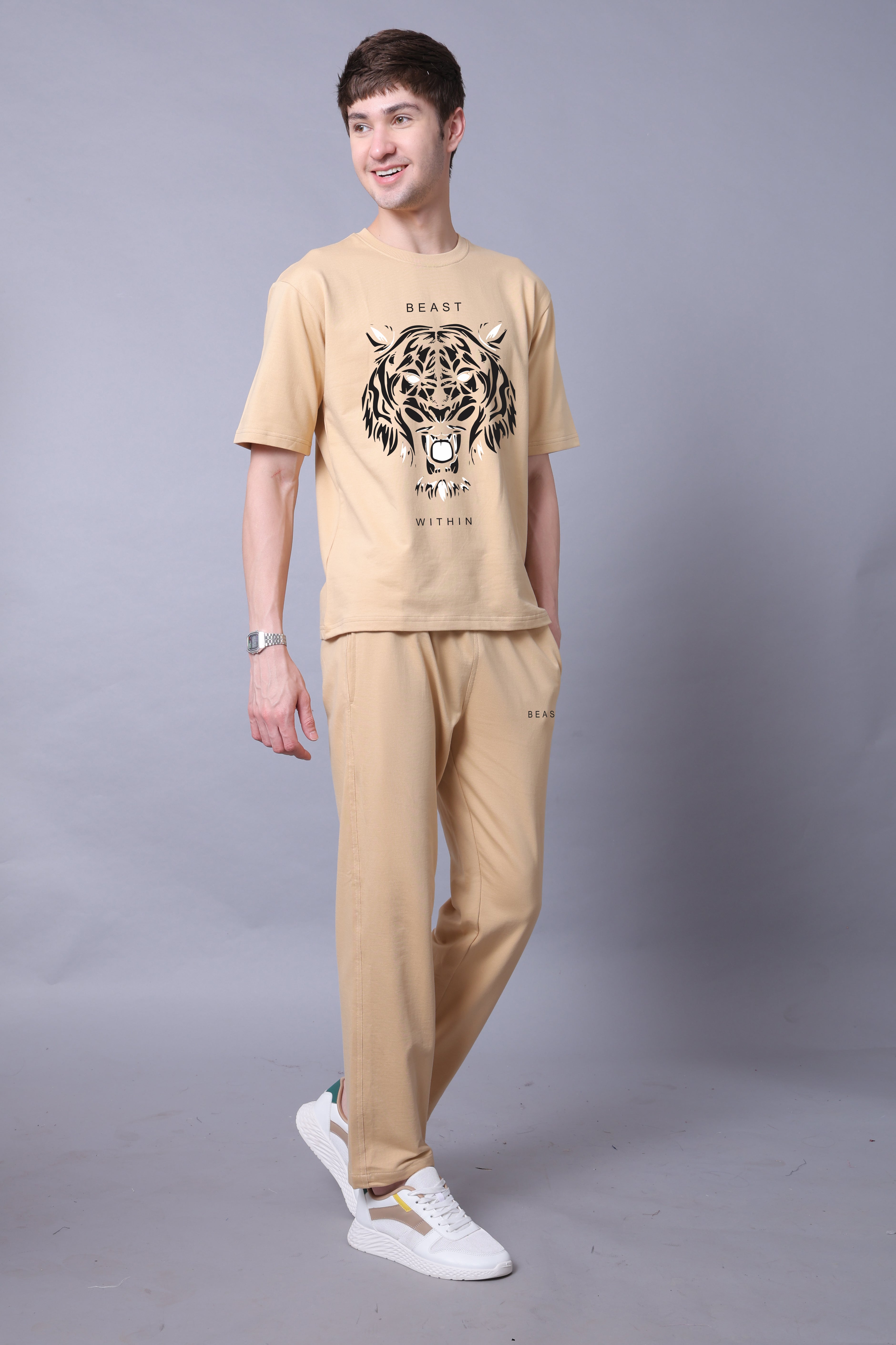 Bold Tiger Men Co-Ord Set - Oversized Tee With Jogger