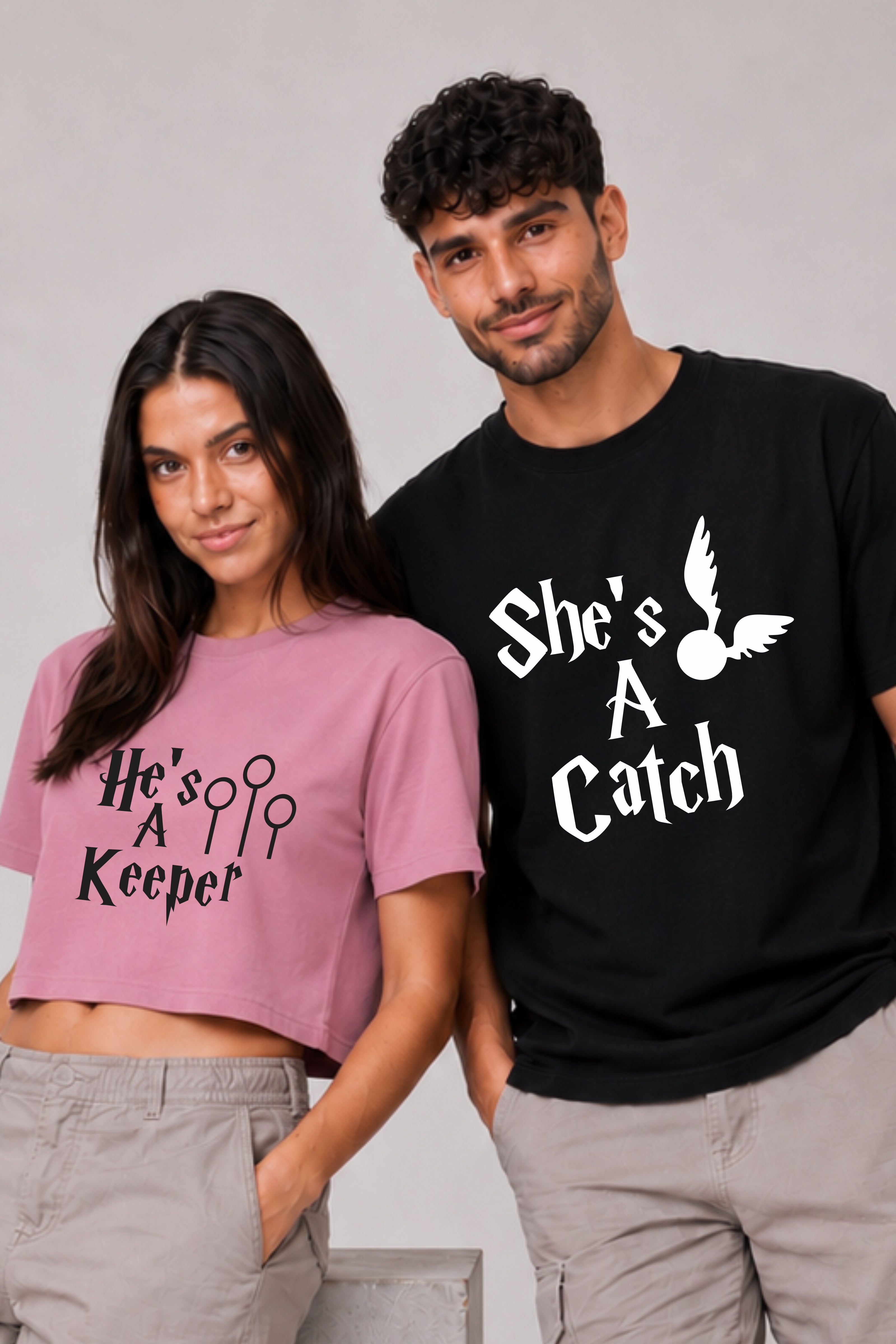 Keeper and Catch Drop Shoulder Tee and Crop Top - Pack of 2