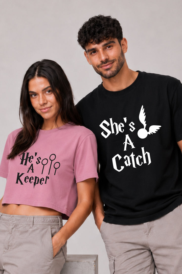 Keeper and Catch Drop Shoulder Tee and Crop Top - Pack of 2