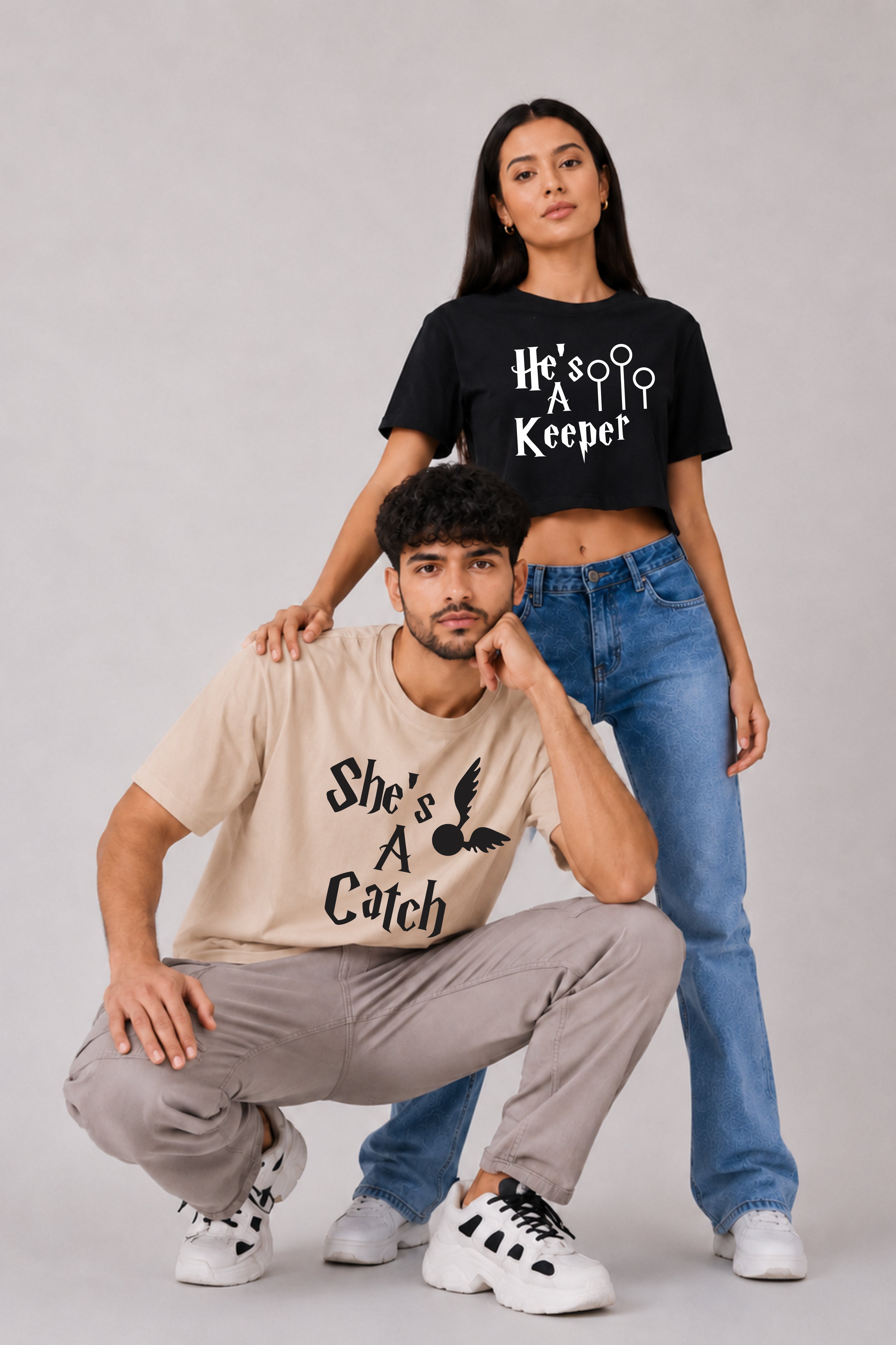 Keeper and Catch Drop Shoulder Tee and Crop Top - Pack of 2
