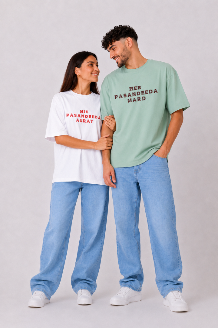 His Pasandeeda/ Her Pasandeed Oversized Tees — Pack of 2