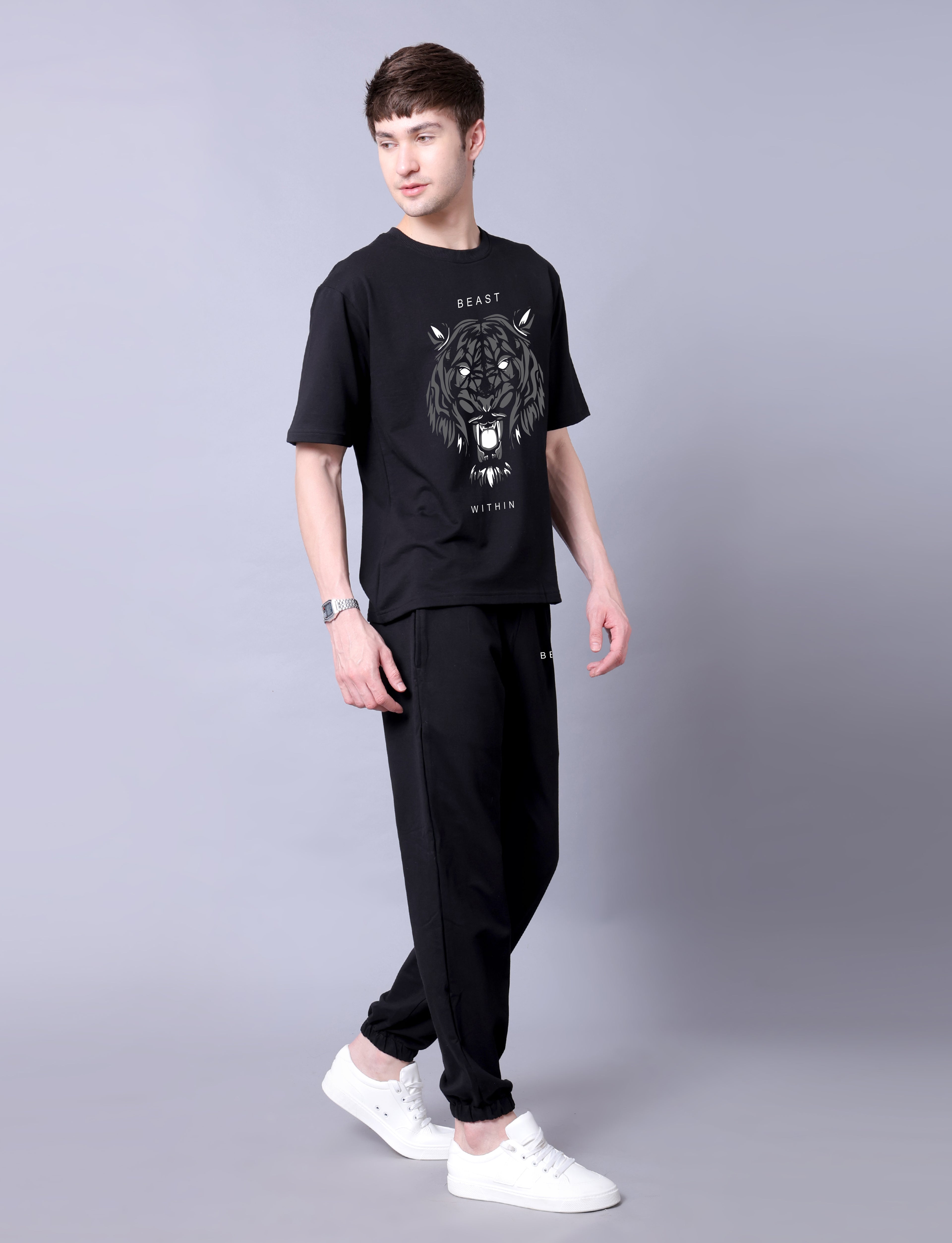 Bold Tiger Men Co-Ord Set - Oversized Tee With Jogger