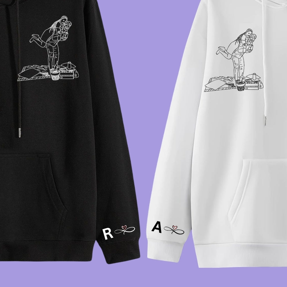 Customised Line Art Couple Hoodies — Pack of 2