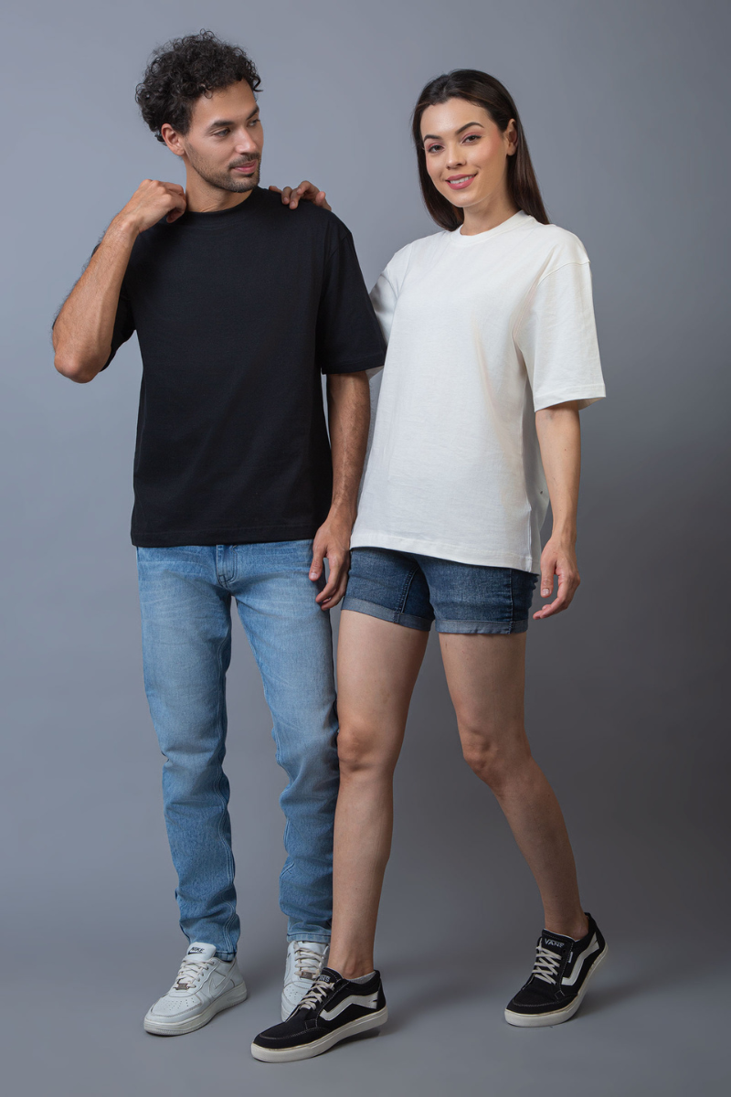 Solid Oversized Drop shoulder Tees - Pack of 2