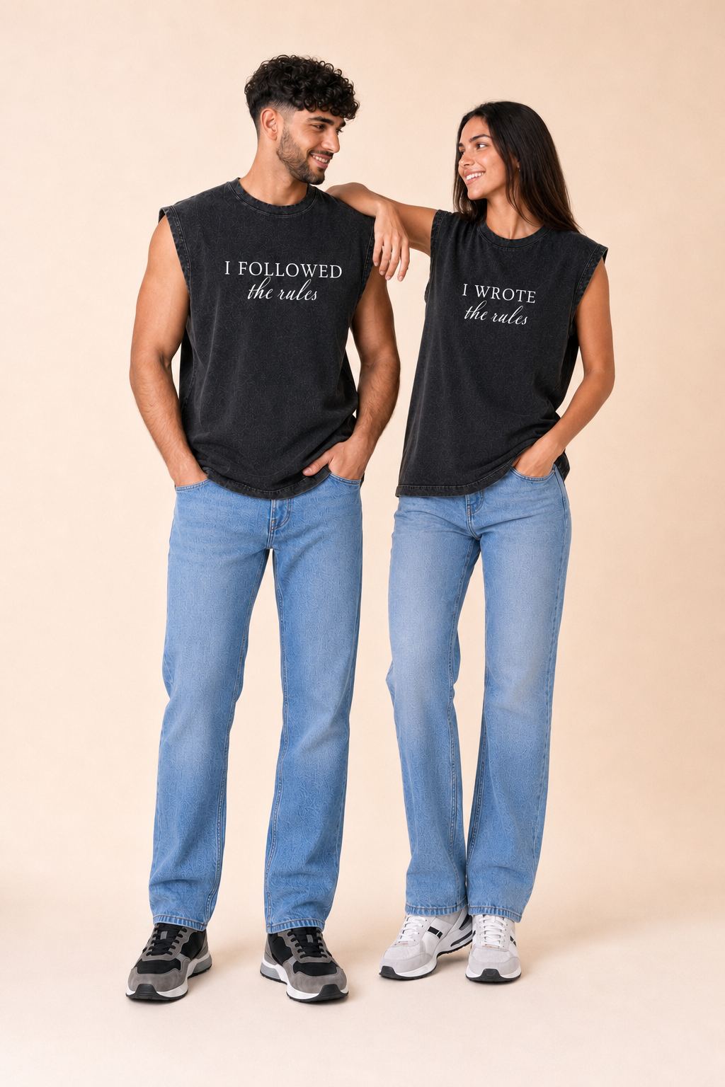 I wrote the rules Acid Wash Black Vest - Pack of 2