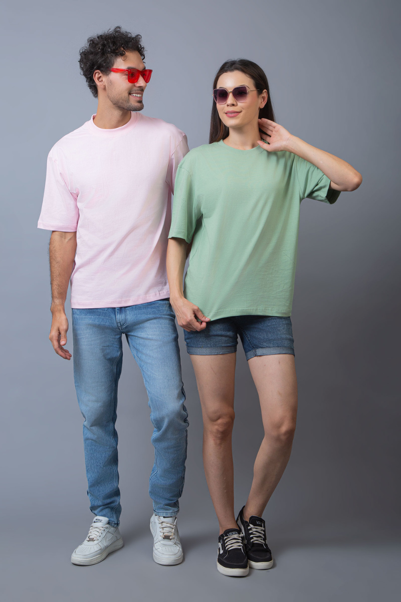 Solid Oversized Drop shoulder Tees - Pack of 2