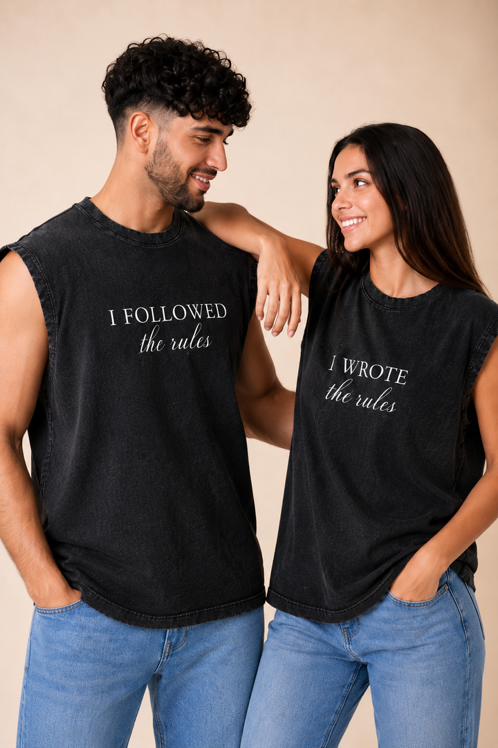 I wrote the rules Acid Wash Black Vest - Pack of 2
