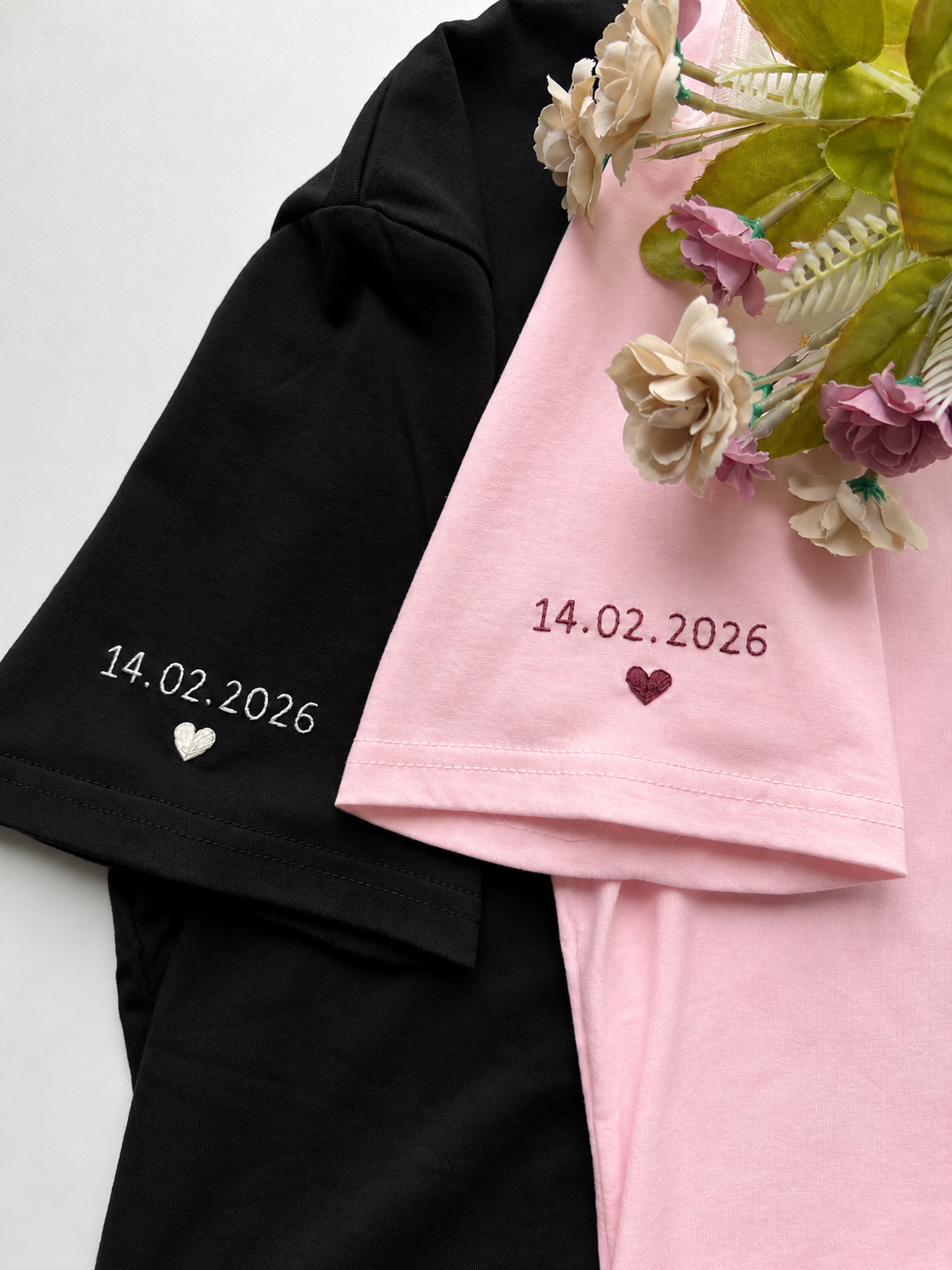 Embroided Dates Couple Oversize Tees - Pack of 2