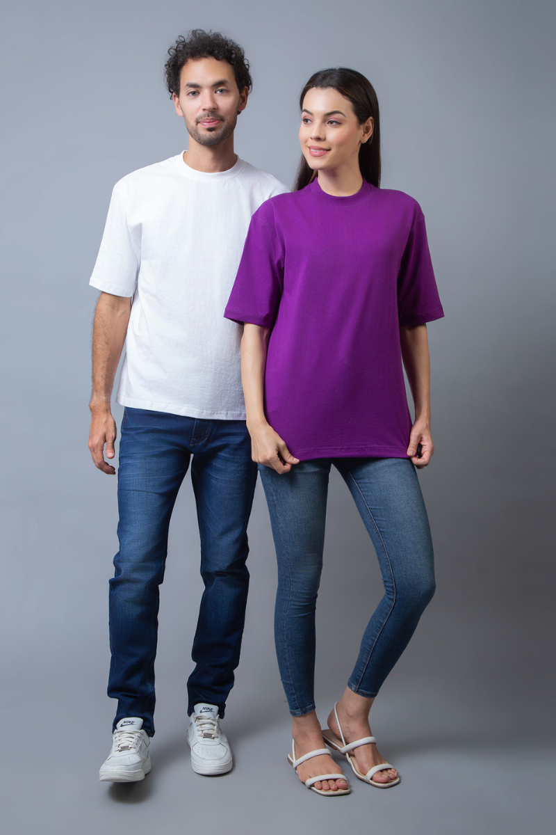 Solid Oversized Drop shoulder Tees - Pack of 2