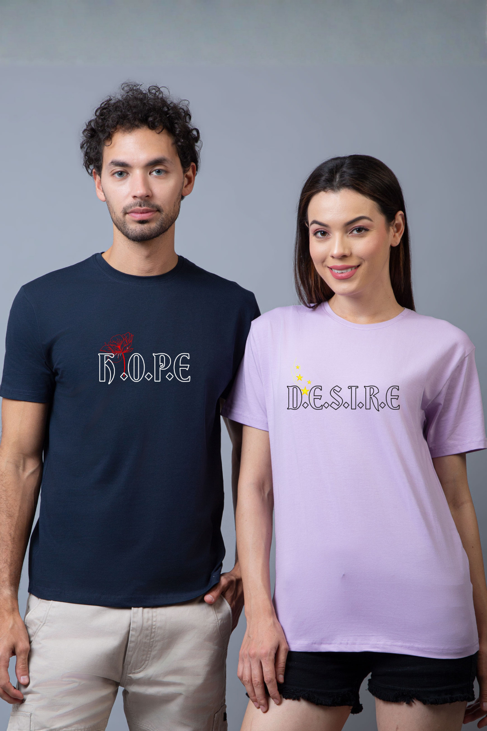 "Hope" and "Desire" Couple Unisex Tees - Pack of