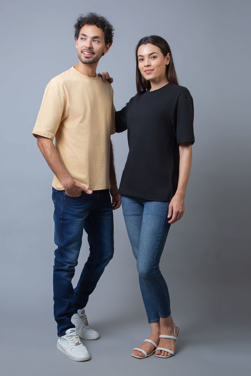 Solid Oversized Drop shoulder Tees - Pack of 2