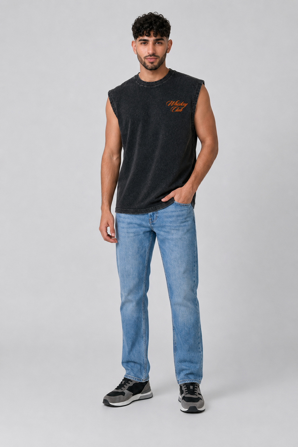 Whiskey Club Acid Wash Black Vest - Pack of 2