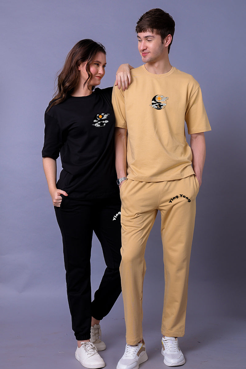 Ying Yang Couple Co-Ord Set With Joggers (Pack of 2)