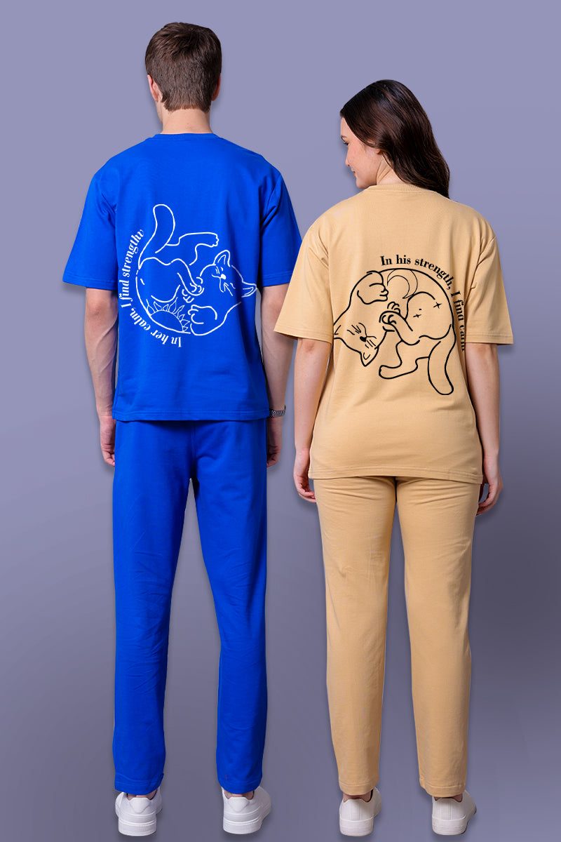 Ying Yang Couple Co-Ord Set With Joggers (Pack of 2)