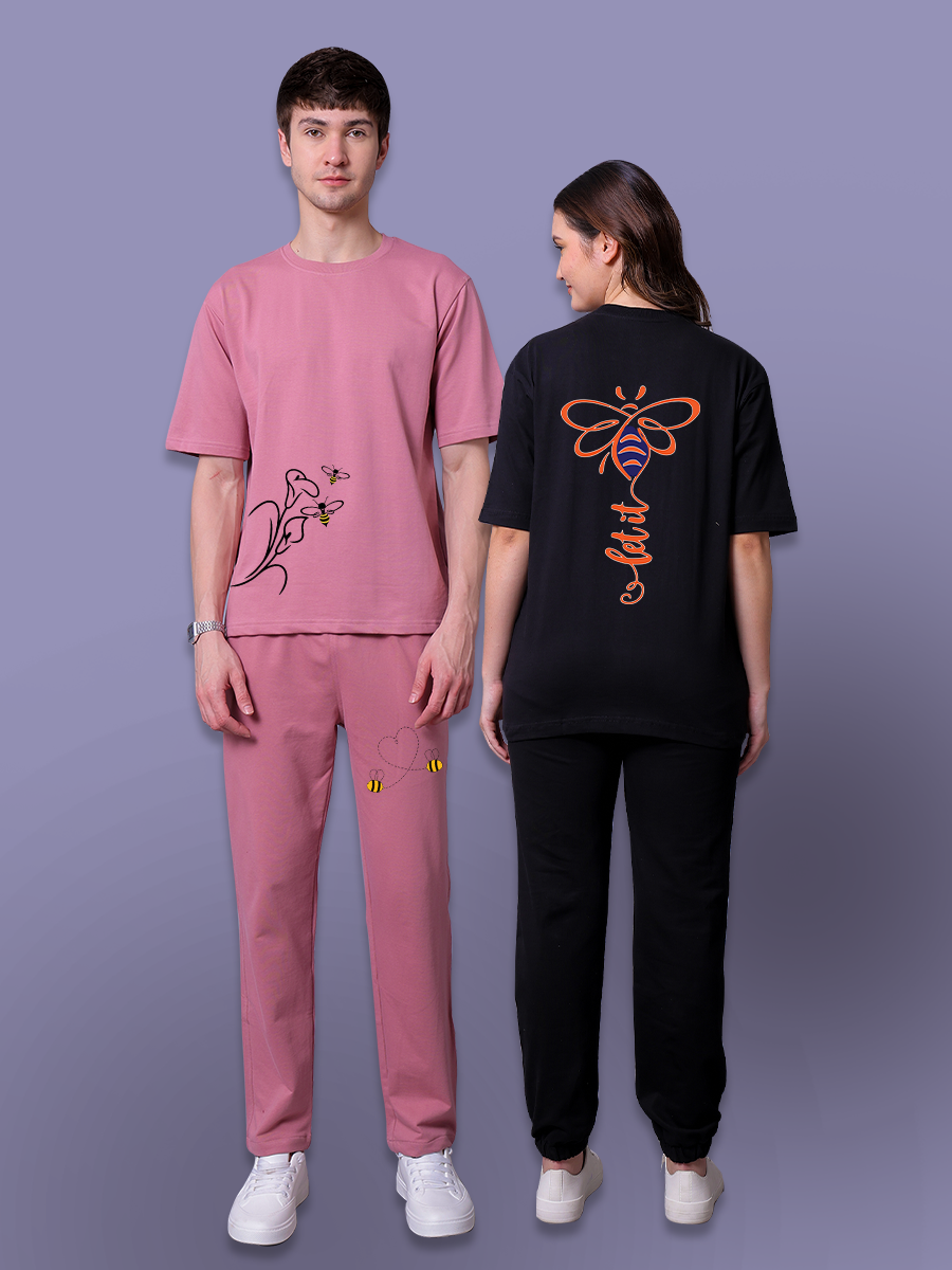 Let It Bee Couple Co-Ord Set With Jogger (Pack of 2)