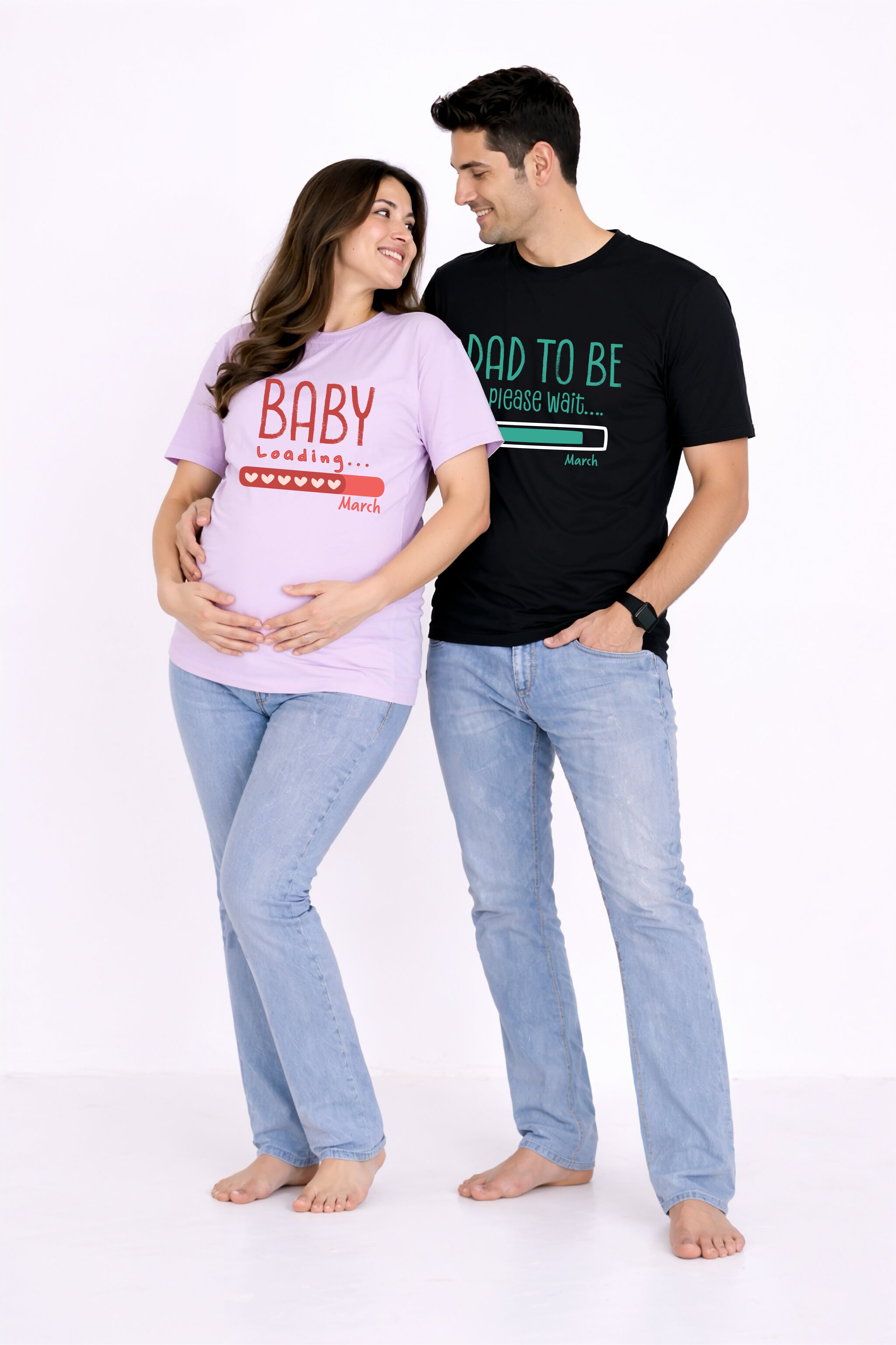 Baby Loading Oversized Couple T-Shirts (Pack of 2)
