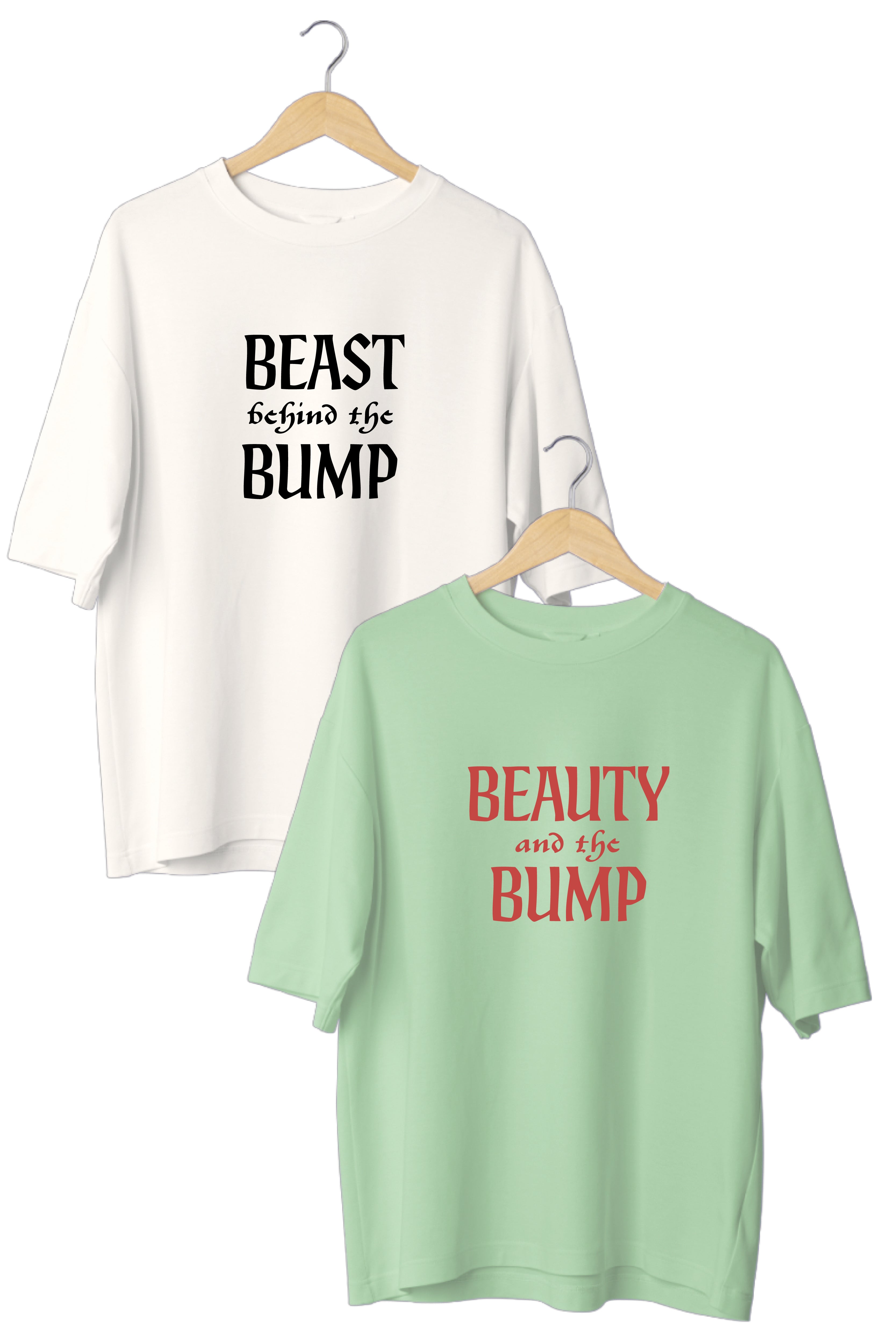 Beauty and the Bump Oversized Couple T-Shirts (Pack of 2)