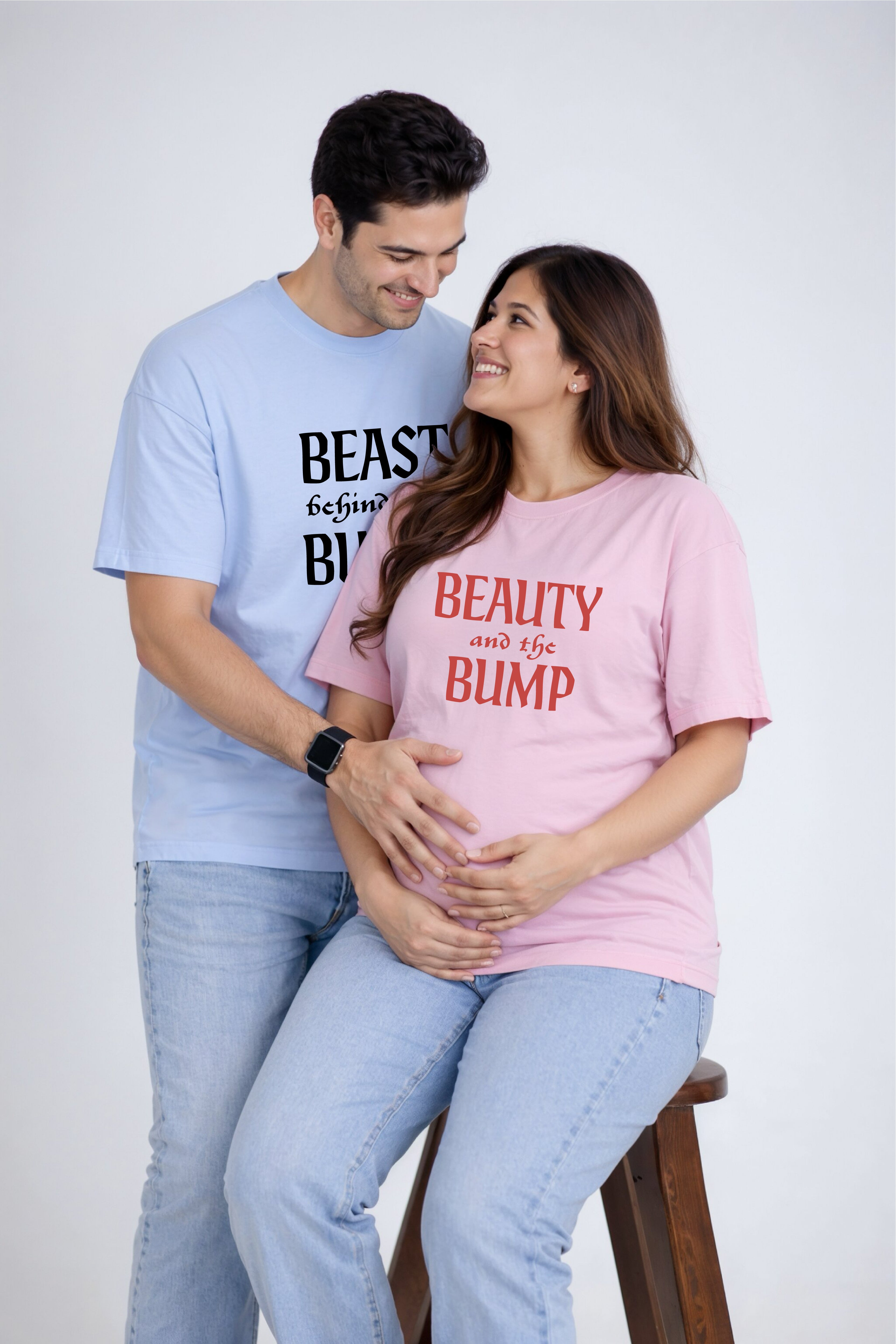 Beauty and the Bump Oversized Couple T-Shirts (Pack of 2)