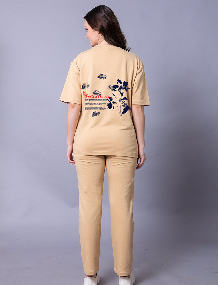 Rooted Hearts Women Co-Ord Set - Oversized Tee With Jogger