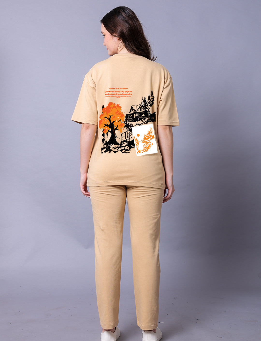 Nature Puff Women Co-Ord Set - Oversized Tee With Jogger