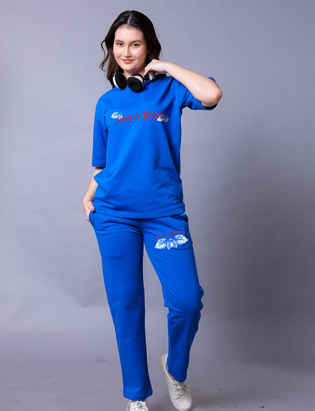 Rooted Hearts Women Co-Ord Set - Oversized Tee With Jogger