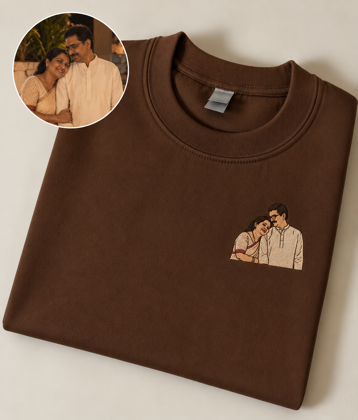 Embroided Customised Coloured Illustration Couple Oversize Tee