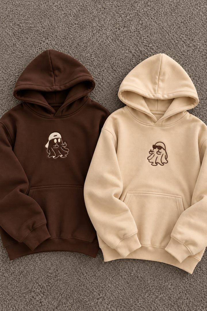 Embroided ghost Couple Hoodies — Pack of 2