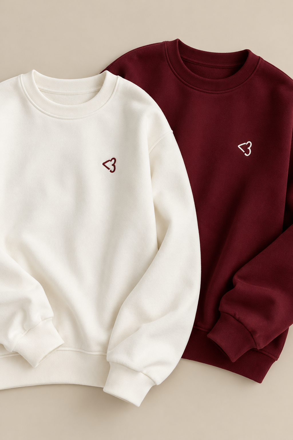 Embroided Heart Couple Sweatshirts — Pack of 2