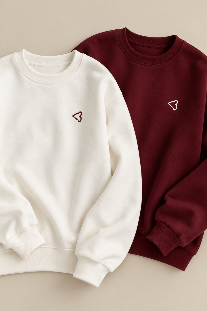 Embroided Heart Couple Sweatshirts — Pack of 2