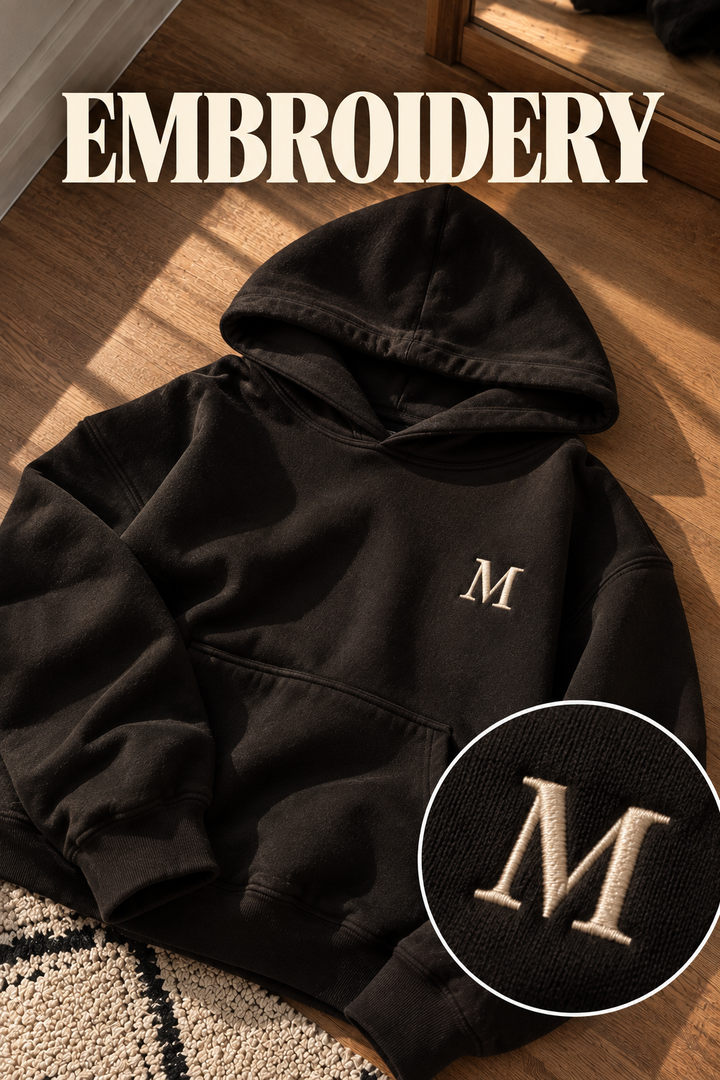 Embroided Customised Initial Oversized Drop-Shoulder Hoodie