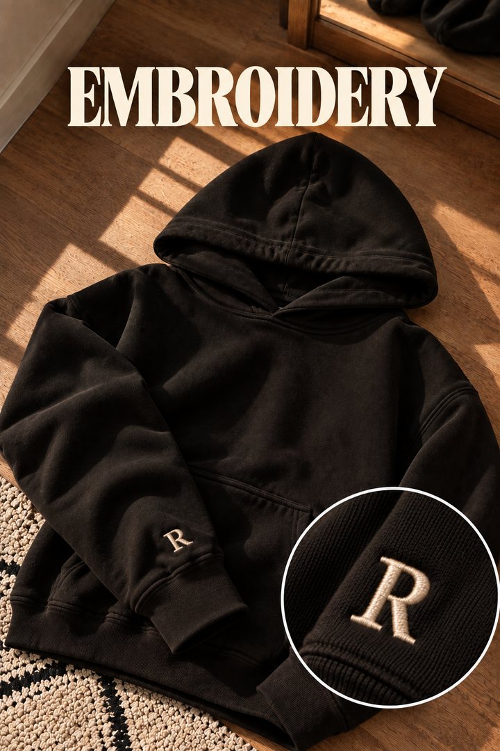 Embroided Customised sleeves Oversized Drop-Shoulder Hoodie