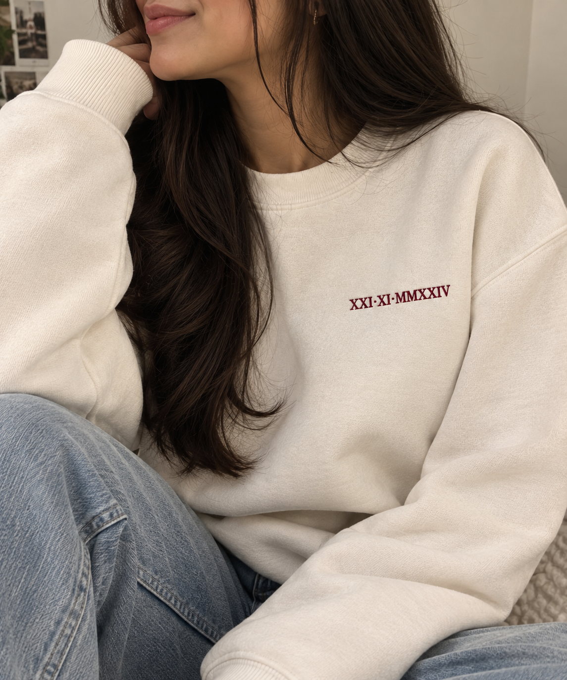Embroided Customised Roman Dates Sweatshirt