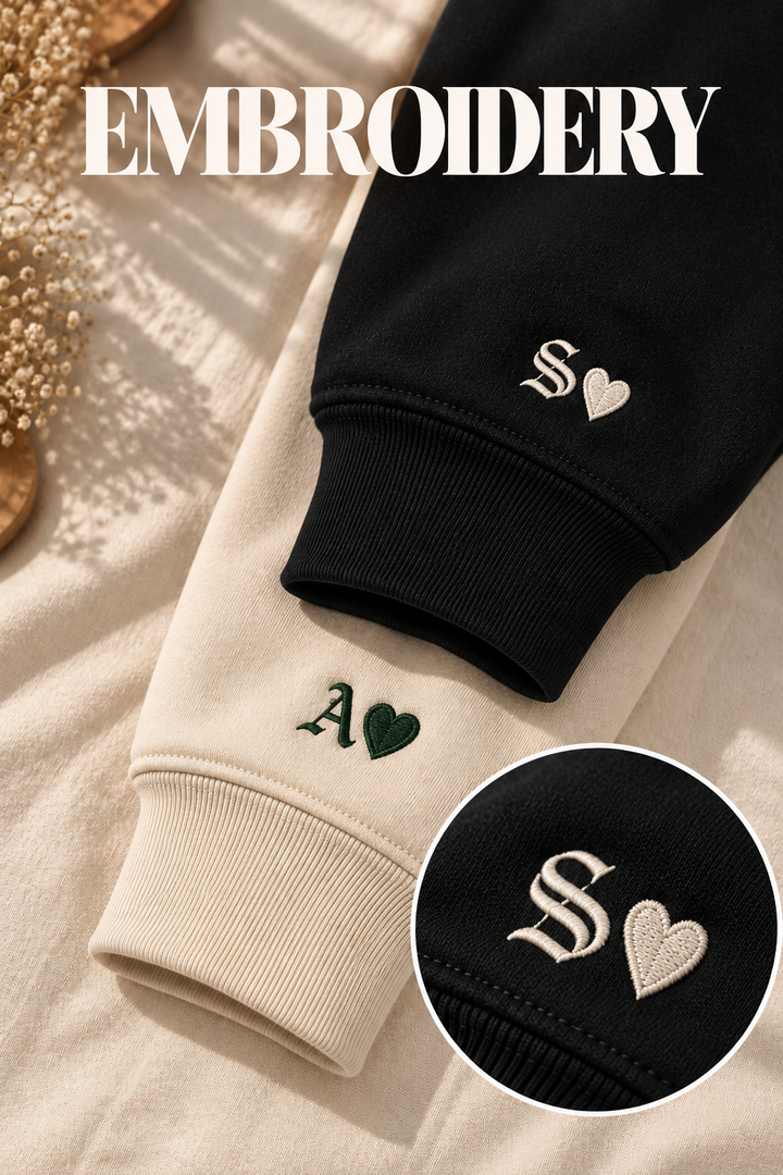 Embroided Customised sleeve Couple Sweatshirts — Pack of 2
