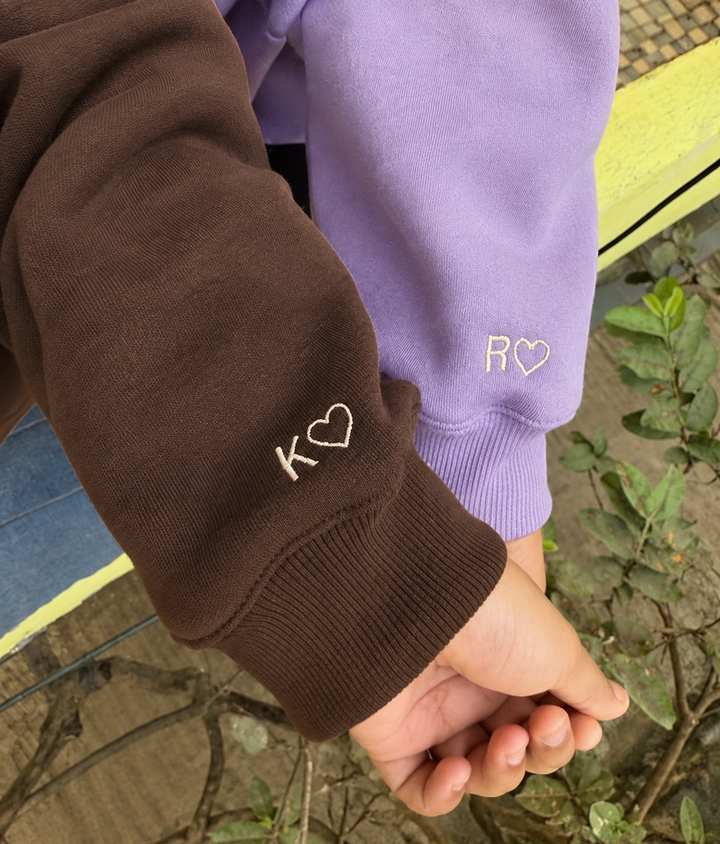 Embroided Customised sleeve Couple Sweatshirts — Pack of 2