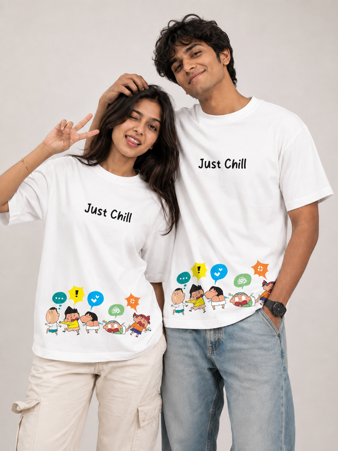 Just chill Oversized T-Shirts (Pack of 2)