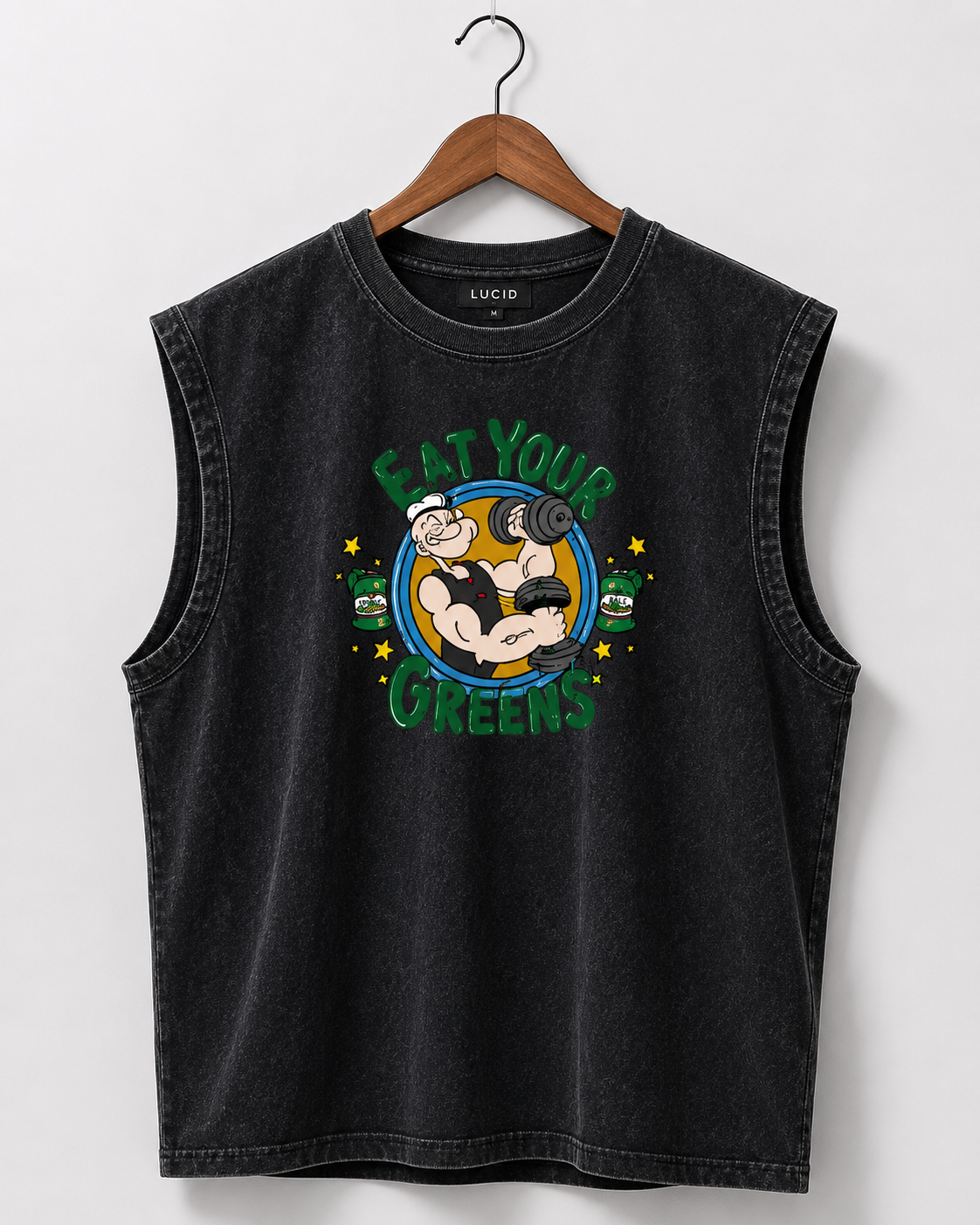 Eat your Greens Acid Wash Black Vest