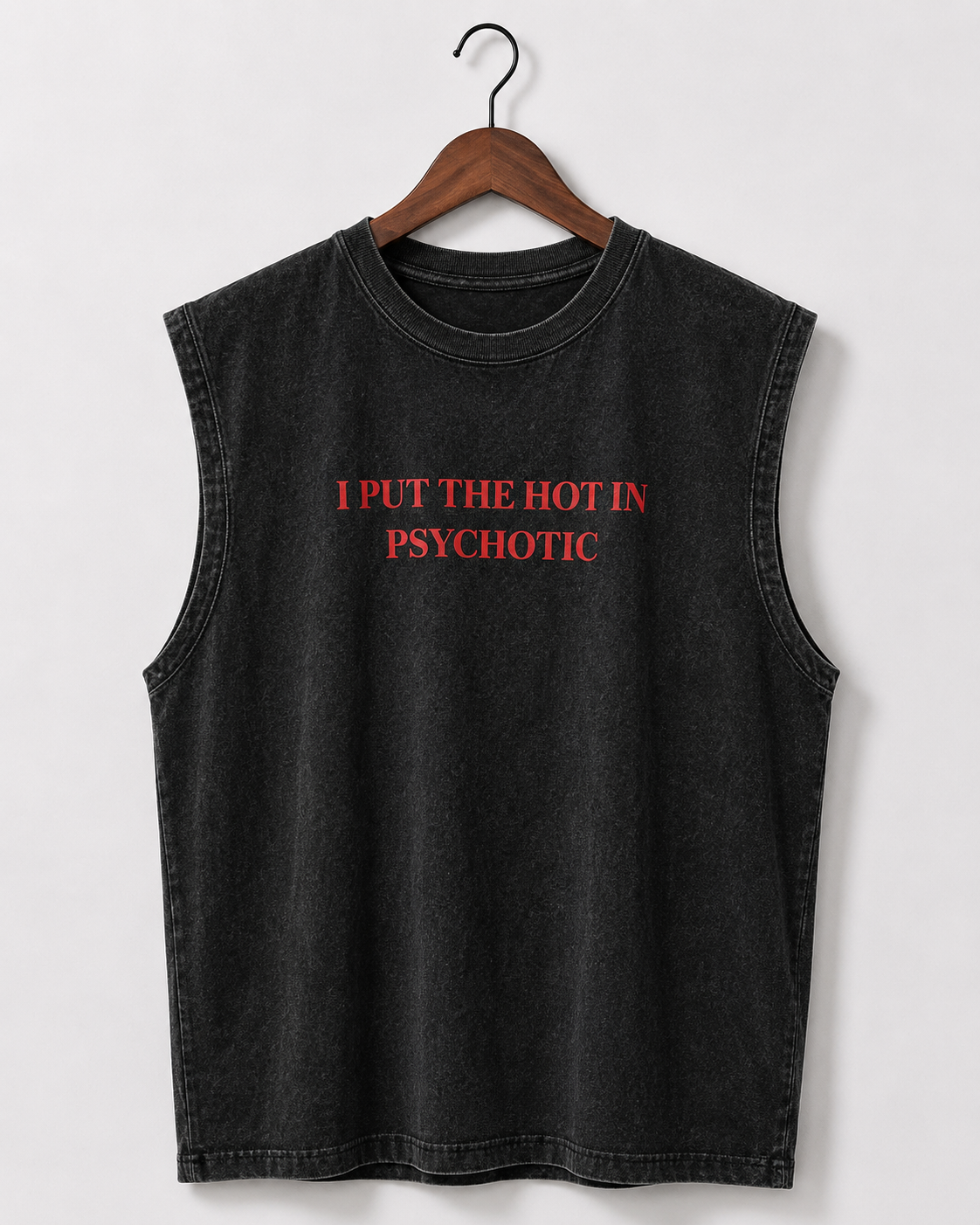 Hot in Psychotic Acid Wash Black Vest