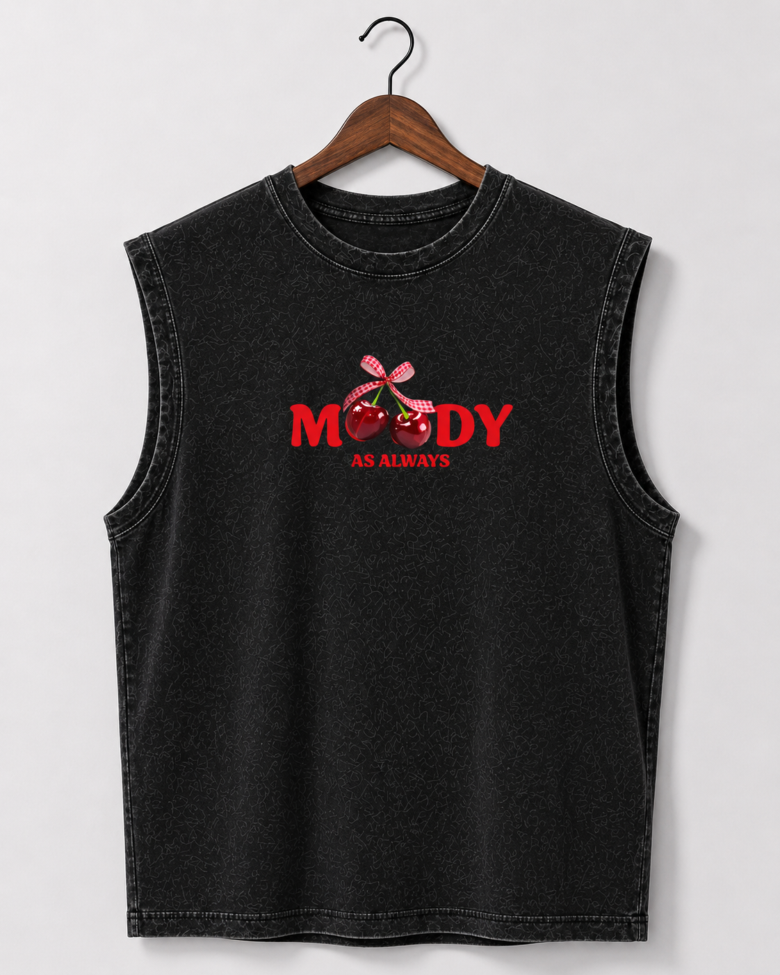 Moody as always Acid Wash Black Vest