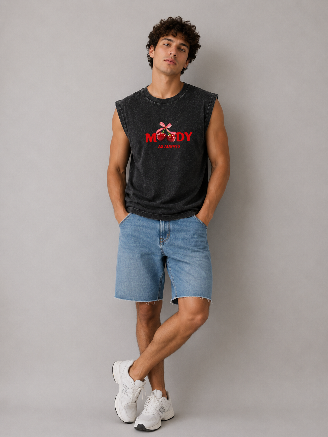 Moody as always Acid Wash Black Vest
