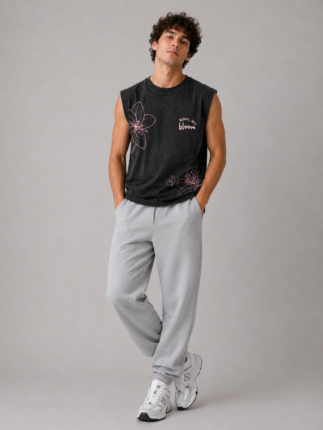 Ready Set Bloom Acid Wash Black Vest
