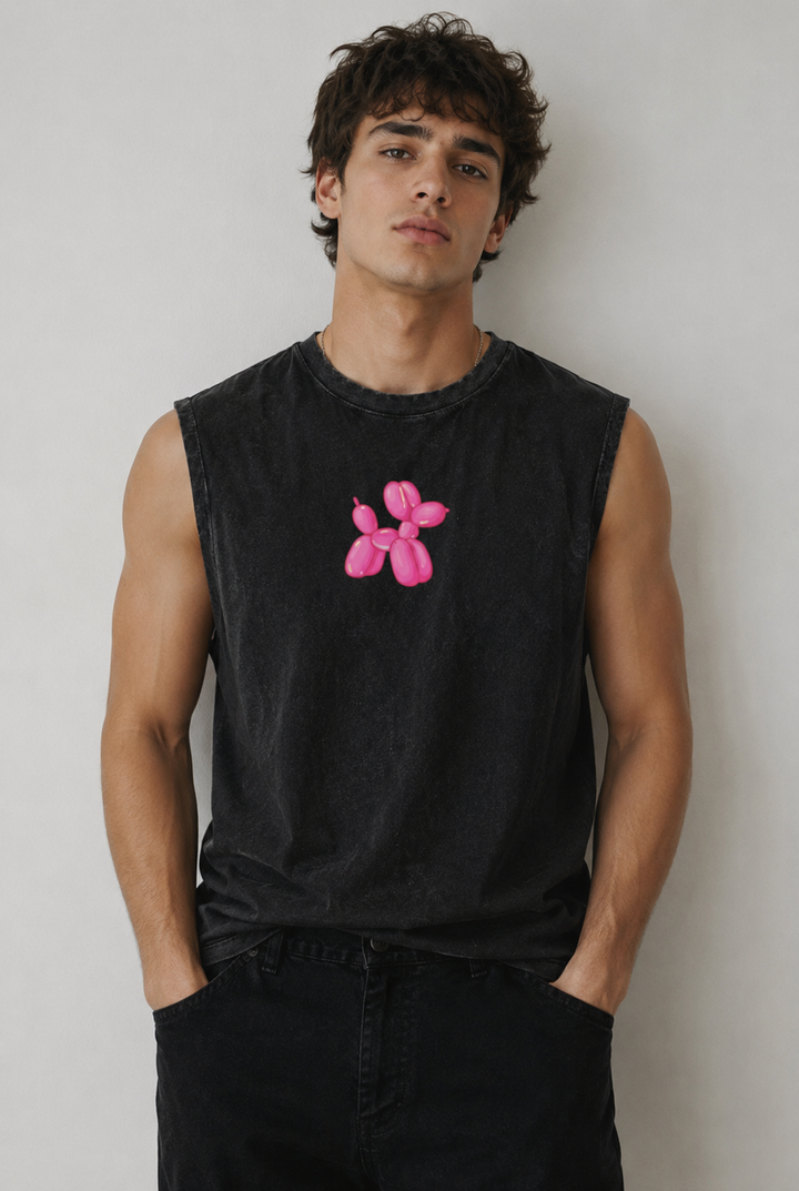 Balloon Dog Acid Wash Black Vest