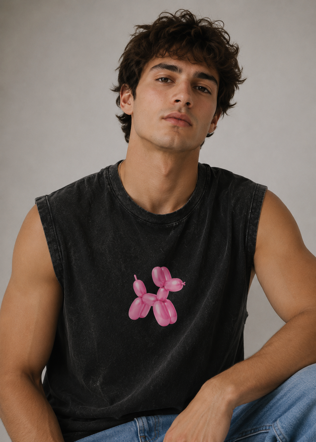 Balloon Dog Acid Wash Black Vest
