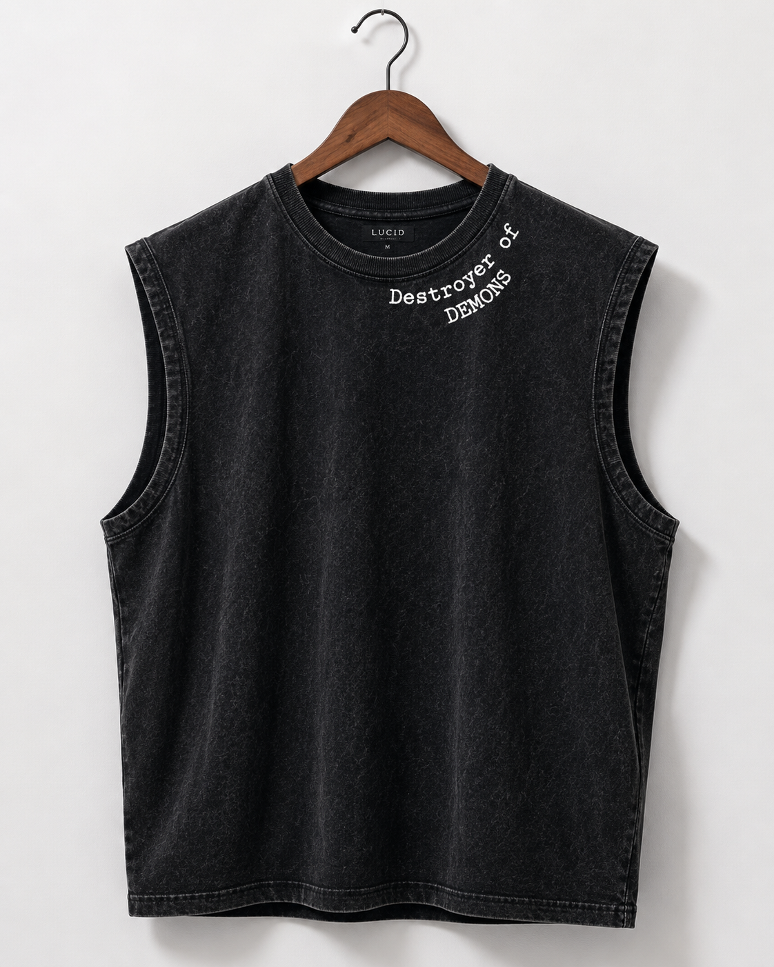 Destroyer of Demons Acid Wash Black Vest