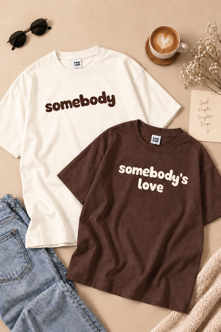 Somebody's Love Couple Oversized Couple Tees - Pack of 2